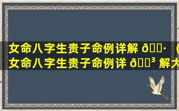 女命八字生贵子命例详解 🕷 （女命八字生贵子命例详 🌳 解大全）